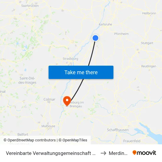 Vereinbarte Verwaltungsgemeinschaft Rastatt to Merdingen map