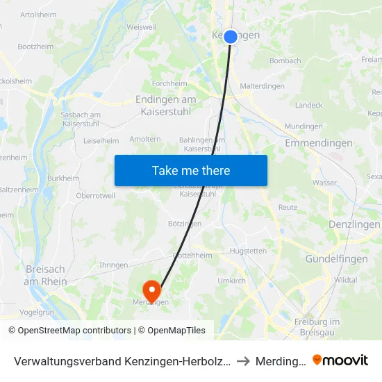Verwaltungsverband Kenzingen-Herbolzheim to Merdingen map
