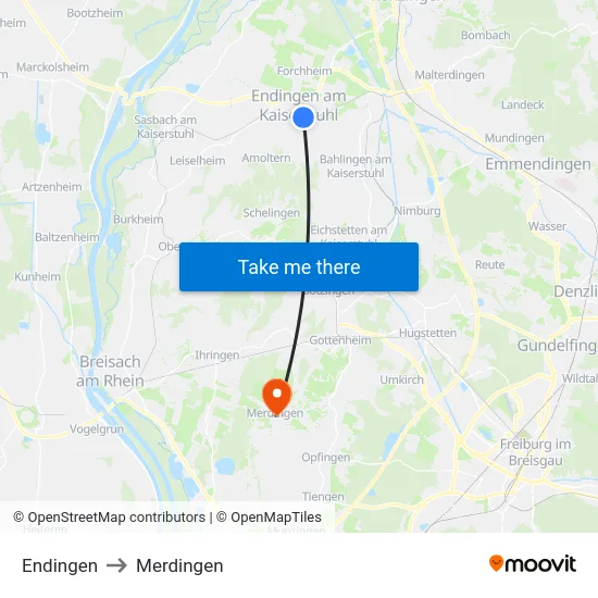 Endingen to Merdingen map