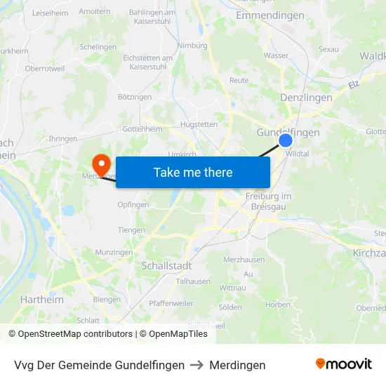 Vvg Der Gemeinde Gundelfingen to Merdingen map