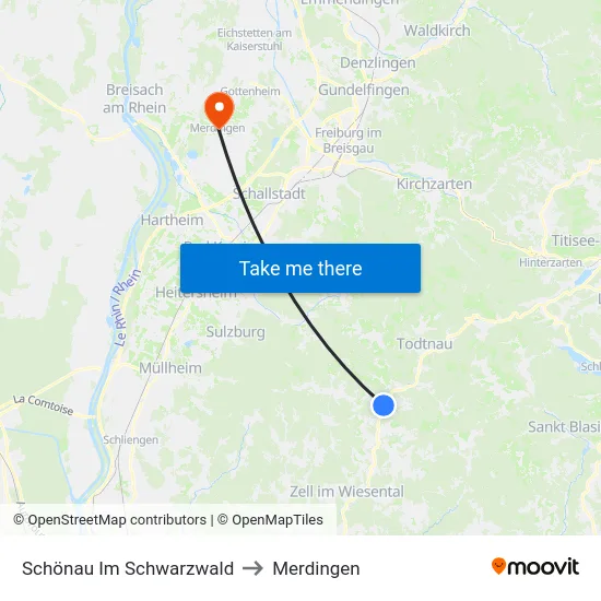 Schönau Im Schwarzwald to Merdingen map