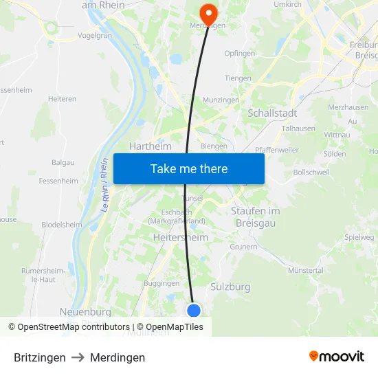 Britzingen to Merdingen map
