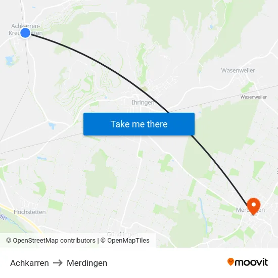 Achkarren to Merdingen map