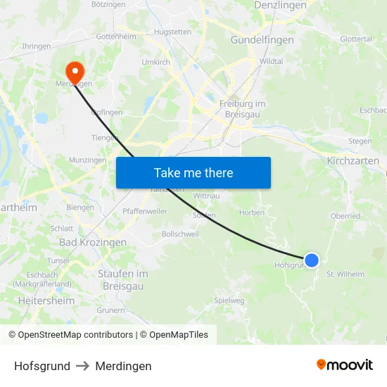 Hofsgrund to Merdingen map