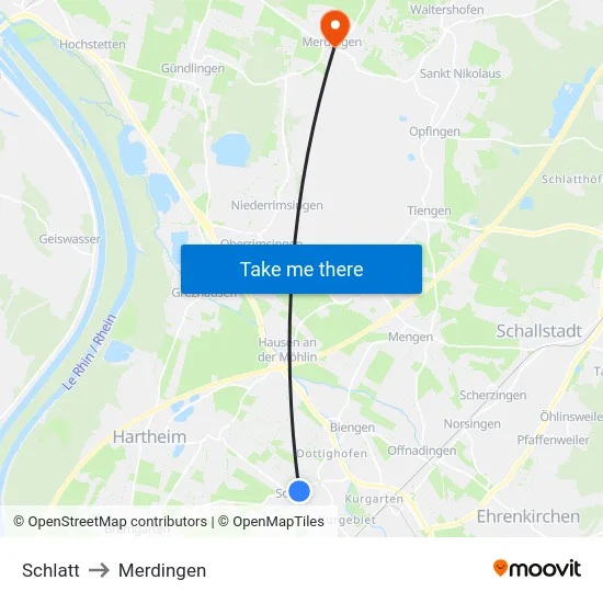 Schlatt to Merdingen map