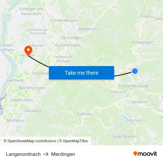 Langenordnach to Merdingen map