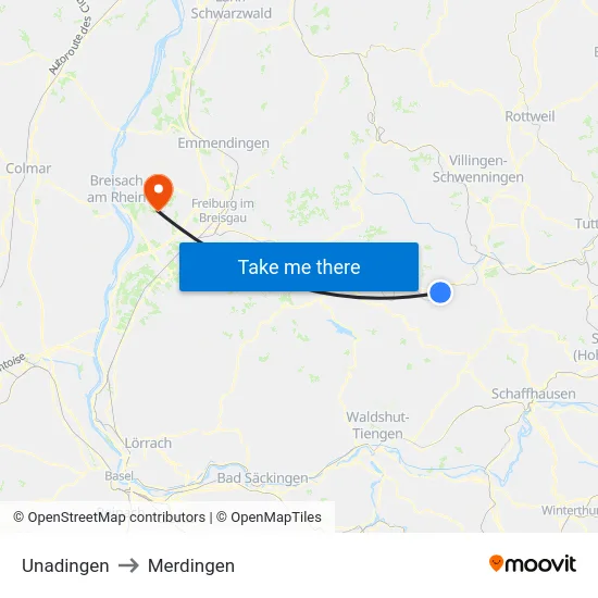 Unadingen to Merdingen map