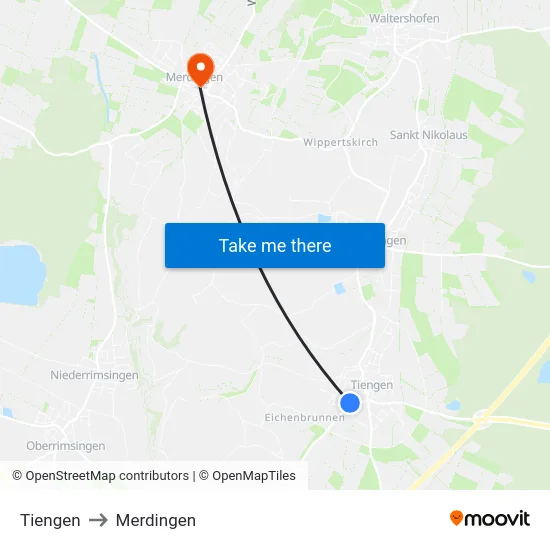 Tiengen to Merdingen map