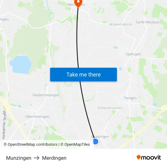 Munzingen to Merdingen map