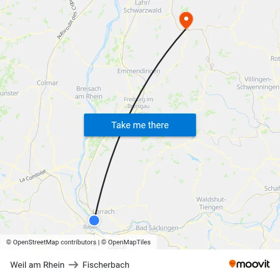 Weil am Rhein to Fischerbach map