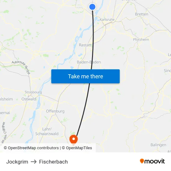 Jockgrim to Fischerbach map