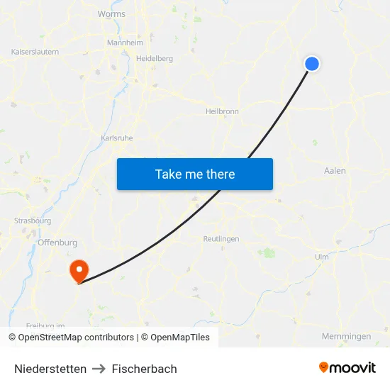 Niederstetten to Fischerbach map