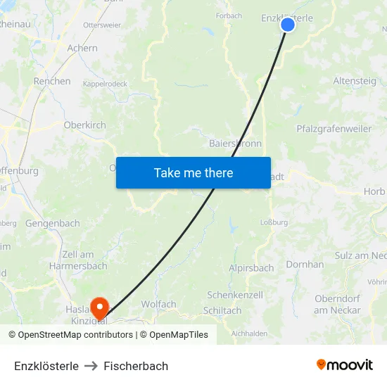 Enzklösterle to Fischerbach map