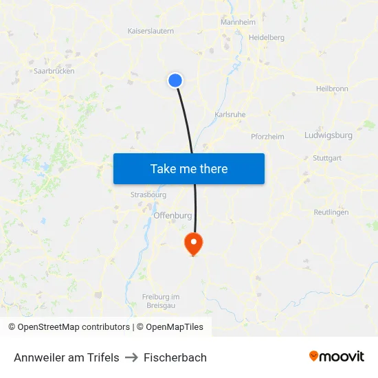 Annweiler am Trifels to Fischerbach map