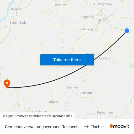 Gemeindeverwaltungsverband Reichenbach An Der Fils to Fischerbach map