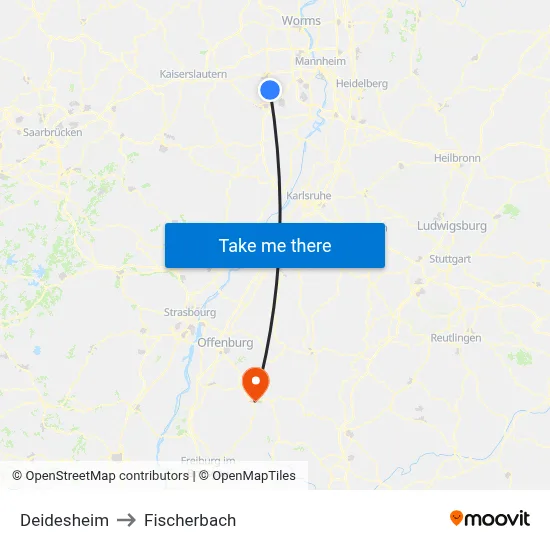 Deidesheim to Fischerbach map