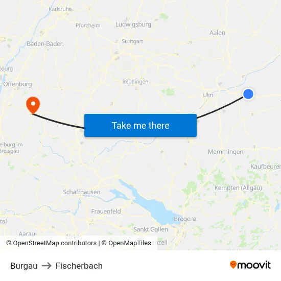 Burgau to Fischerbach map