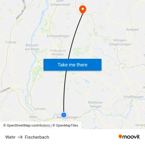 Wehr to Fischerbach map
