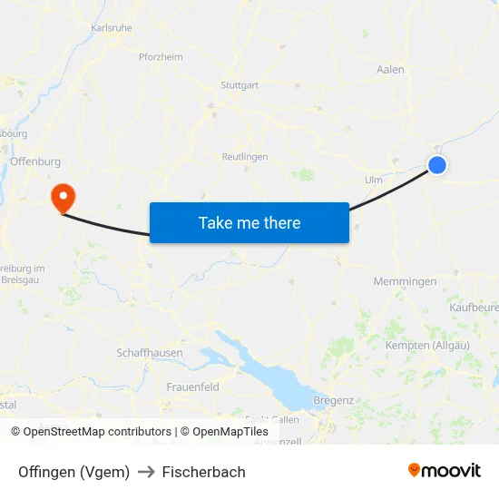 Offingen (Vgem) to Fischerbach map