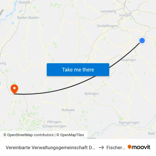 Vereinbarte Verwaltungsgemeinschaft Der Stadt Nürtingen to Fischerbach map