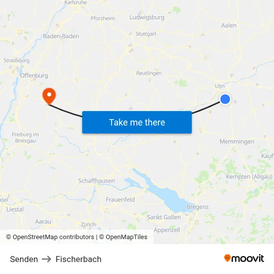 Senden to Fischerbach map