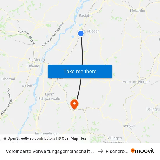 Vereinbarte Verwaltungsgemeinschaft Sinzheim to Fischerbach map