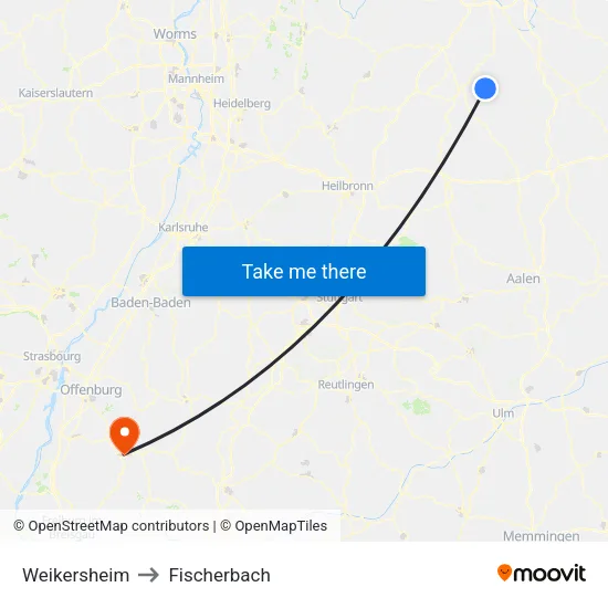 Weikersheim to Fischerbach map