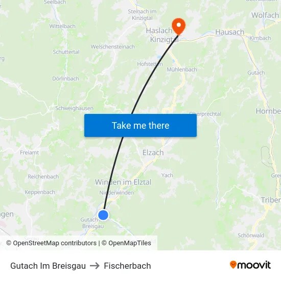 Gutach Im Breisgau to Fischerbach map
