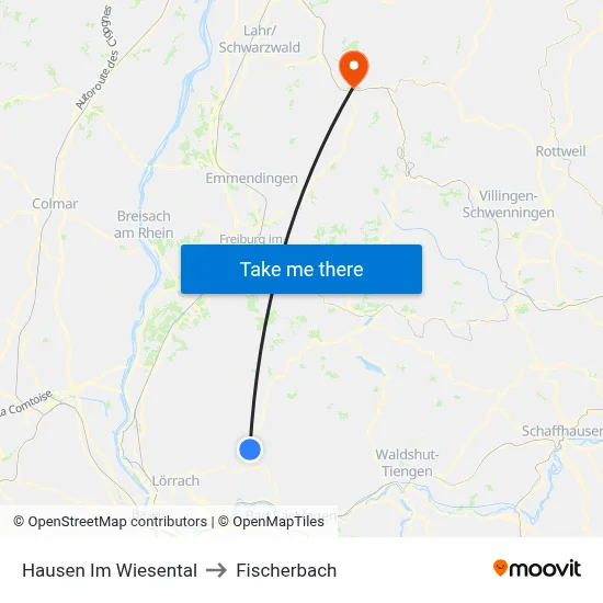 Hausen Im Wiesental to Fischerbach map