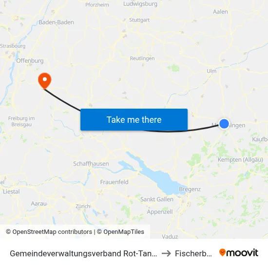 Gemeindeverwaltungsverband Rot-Tannheim to Fischerbach map