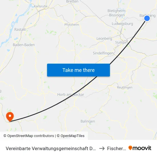 Vereinbarte Verwaltungsgemeinschaft Der Stadt Backnang to Fischerbach map