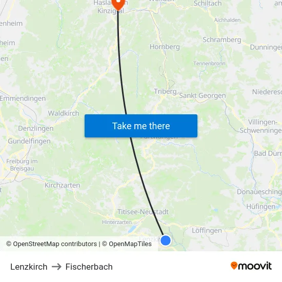 Lenzkirch to Fischerbach map