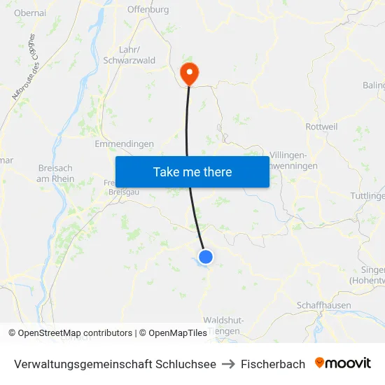 Verwaltungsgemeinschaft Schluchsee to Fischerbach map