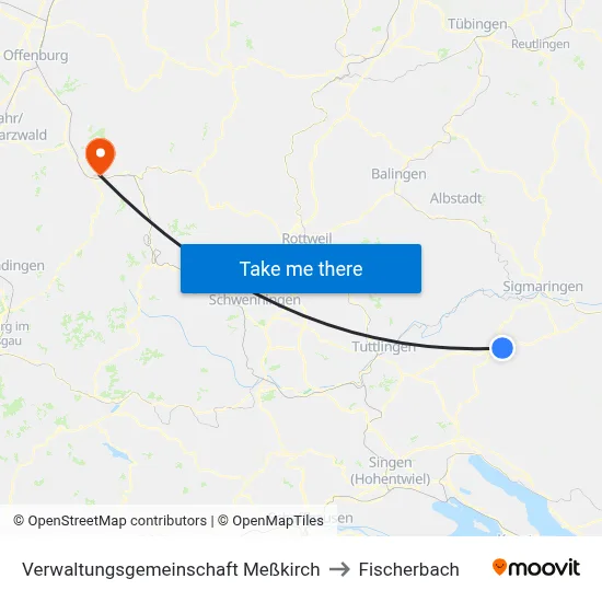 Verwaltungsgemeinschaft Meßkirch to Fischerbach map