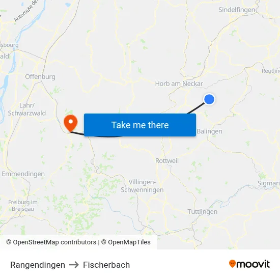 Rangendingen to Fischerbach map