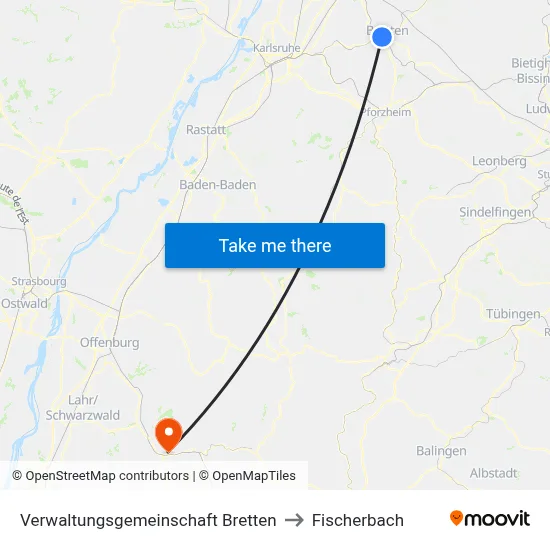 Verwaltungsgemeinschaft Bretten to Fischerbach map