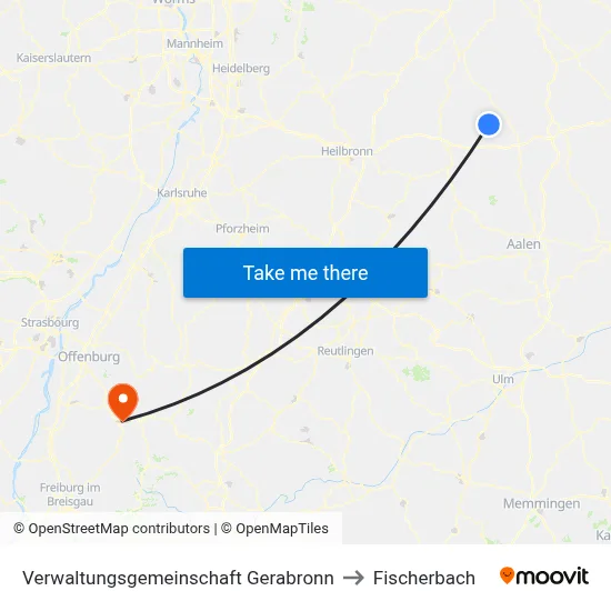 Verwaltungsgemeinschaft Gerabronn to Fischerbach map