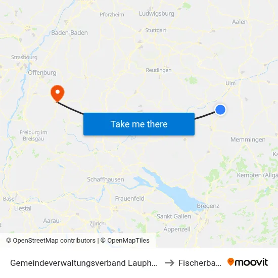 Gemeindeverwaltungsverband Laupheim to Fischerbach map