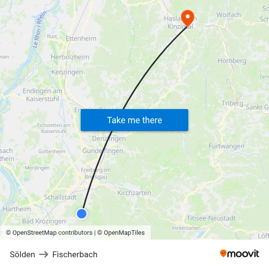 Sölden to Fischerbach map