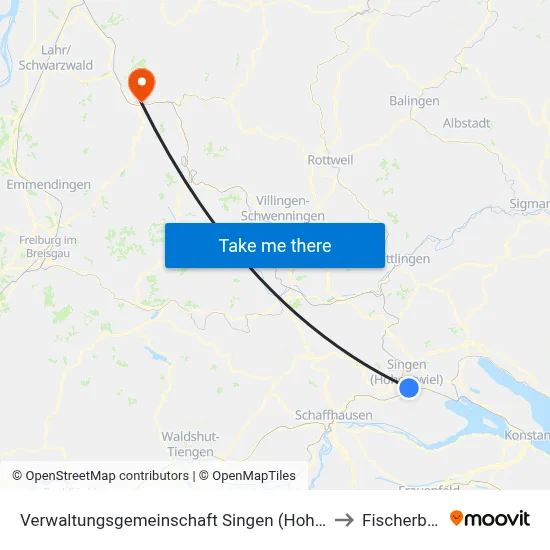 Verwaltungsgemeinschaft Singen (Hohentwiel) to Fischerbach map