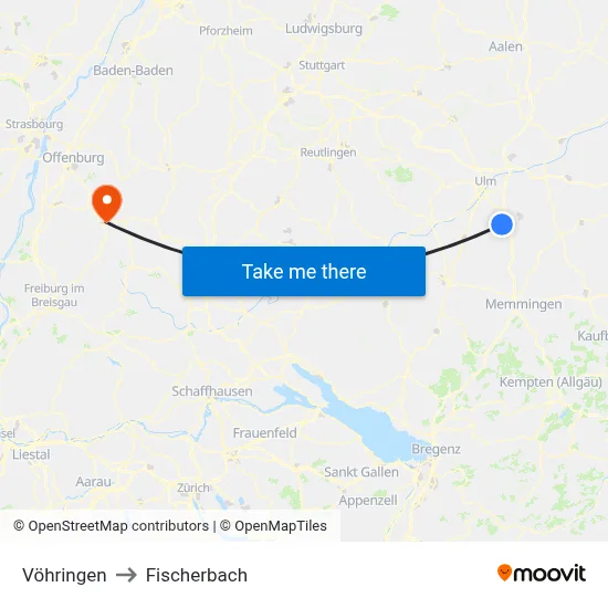 Vöhringen to Fischerbach map