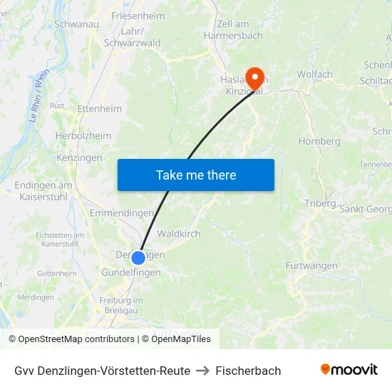 Gvv Denzlingen-Vörstetten-Reute to Fischerbach map