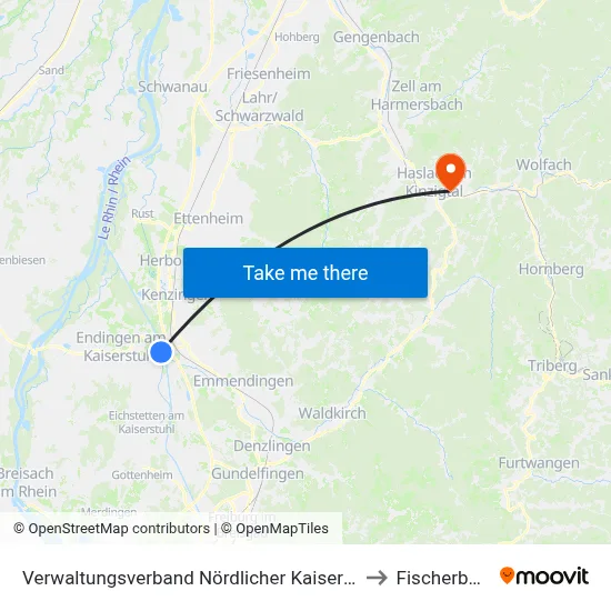 Verwaltungsverband Nördlicher Kaiserstuhl to Fischerbach map
