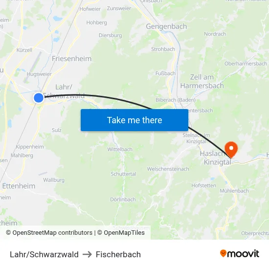 Lahr/Schwarzwald to Fischerbach map