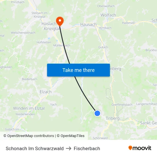 Schonach Im Schwarzwald to Fischerbach map