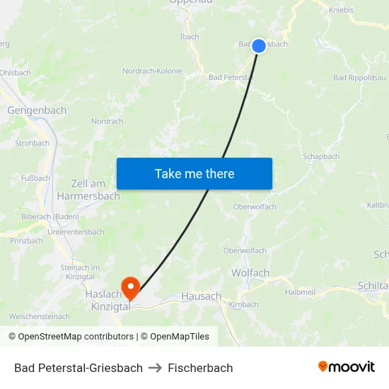 Bad Peterstal-Griesbach to Fischerbach map