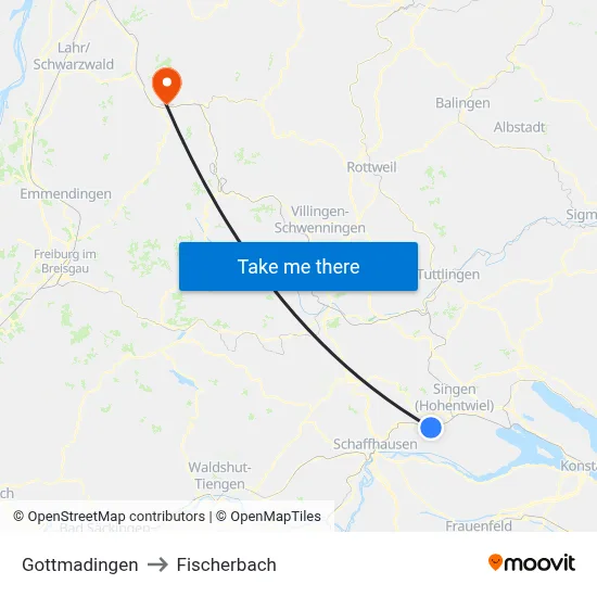 Gottmadingen to Fischerbach map