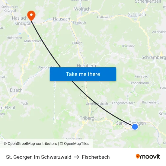 St. Georgen Im Schwarzwald to Fischerbach map
