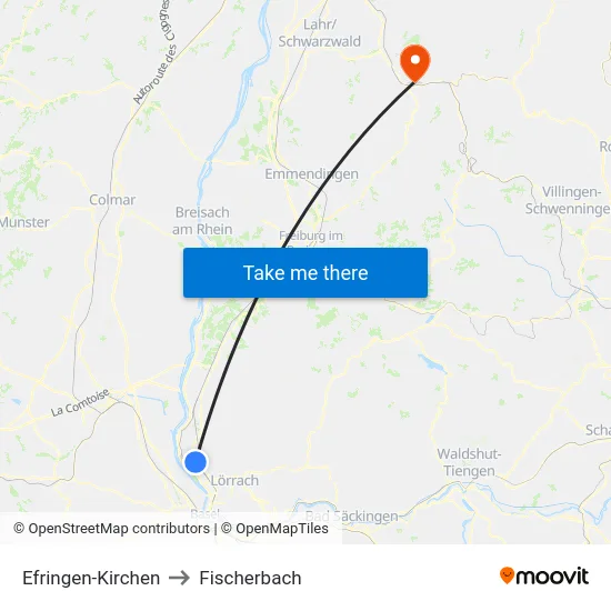 Efringen-Kirchen to Fischerbach map