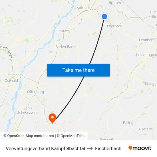 Verwaltungsverband Kämpfelbachtal to Fischerbach map